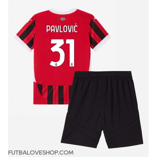 Dres AC Milan Strahinja Pavlovic #31 Domáci pre deti 2024-25 Krátky Rukáv (+ trenírky)